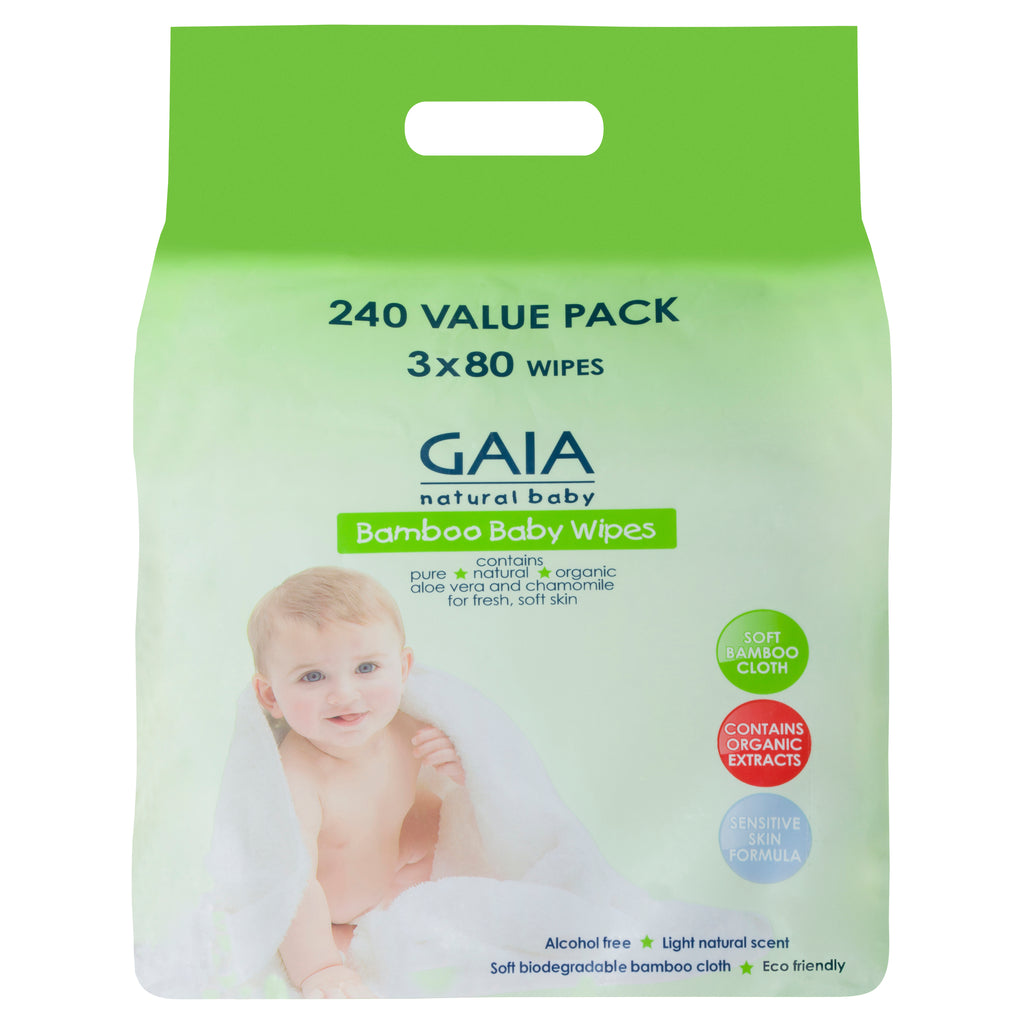 (BEST!) Bamboo Baby Wipes 240 Value Pack (3 × 80s)